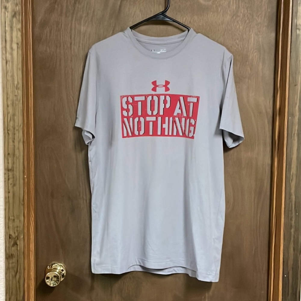 Under Armour Short Sleeve Shirt Top Medium‎ Grey Red